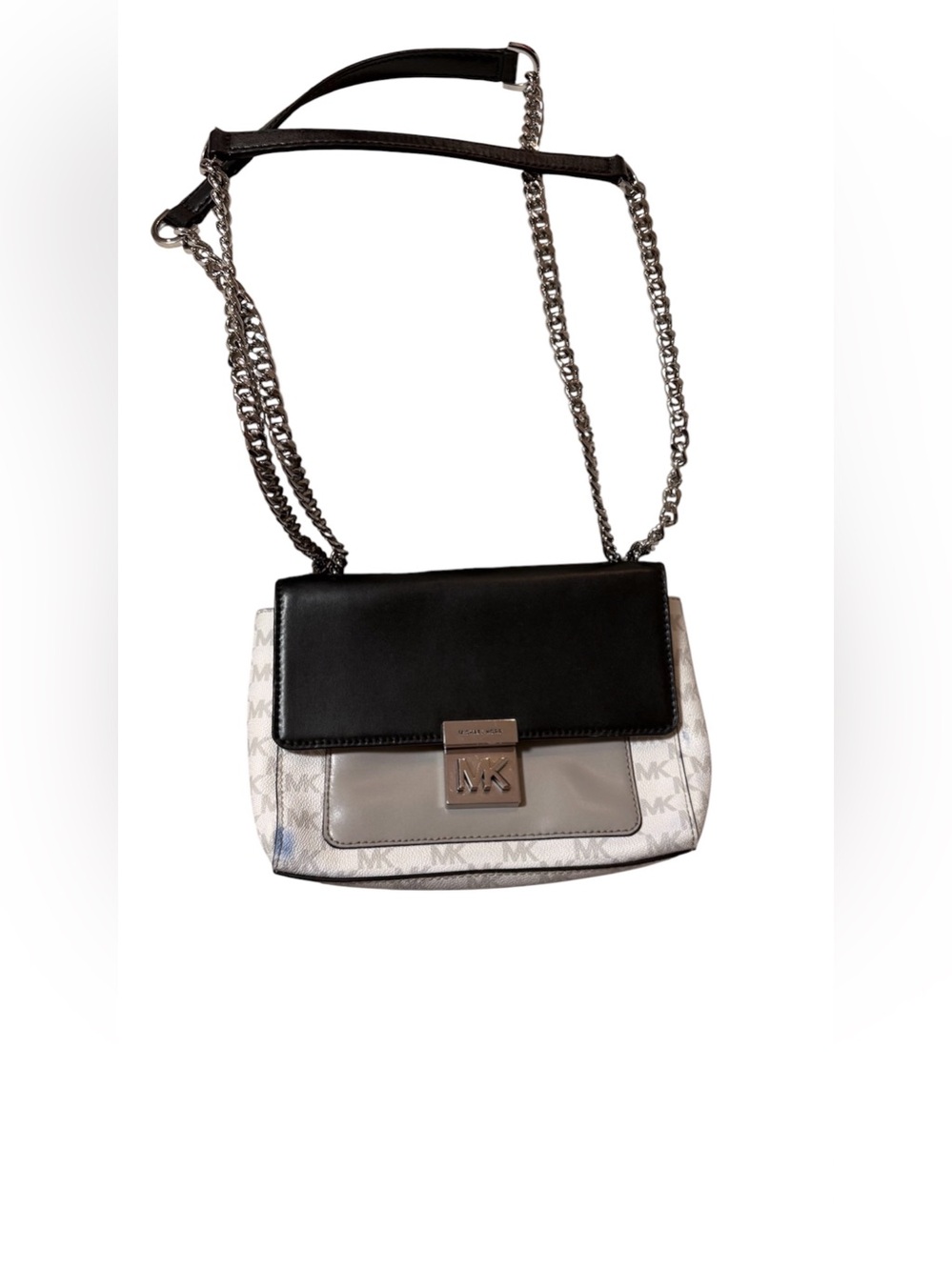 Michael Kors Black, White & Gray Chain Crossbody Bag